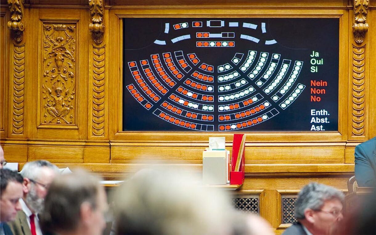 Abstimmungsresultat im Nationalratssaal